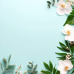 Fototapeta premium Floral arrangement display studio photography bright atmosphere top view nature concept for home decor