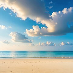Fototapeta premium Relaxing beach sunset tropical shoreline landscape photography peaceful atmosphere wide angle view serenity concept
