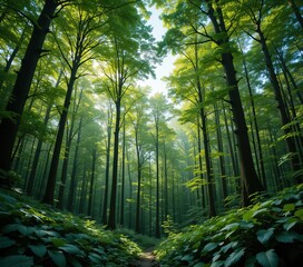 Naklejka premium Majestic Forest Landscape - High Resolution Background