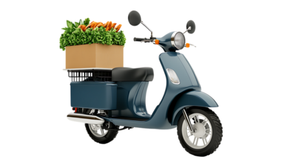 Delivery scooter with food box png