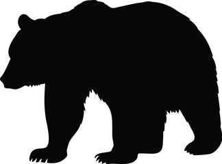 Bear silhouette, walking pose, wildlife vector