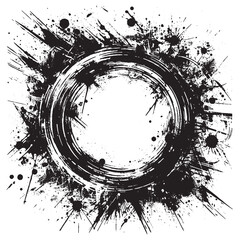 Concentric Grunge Circle with Radial Black Splatters