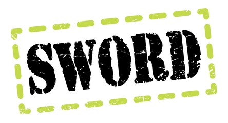 SWORD text written on green-black stamp sign.