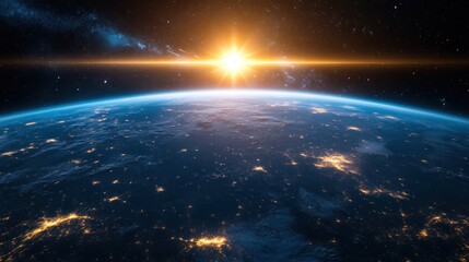 Obraz premium Earth from space, sunrise