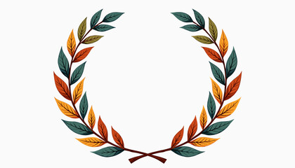 Obraz premium Laurel wreath with vibrant autumn leaves