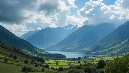 Naklejka premium Majestic Kashmir Valley Scenery, Inspiring Landscape
