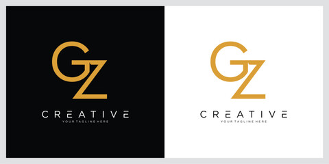 GZ or ZG initial letter logo design vector