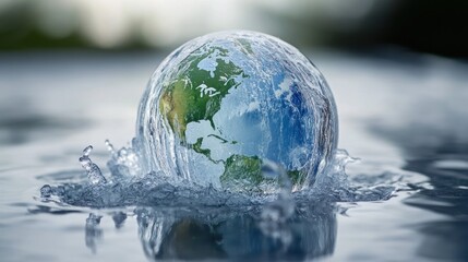 Earth submerged in water