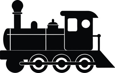 Steam train logo design, Toy train silhouette vector illustration