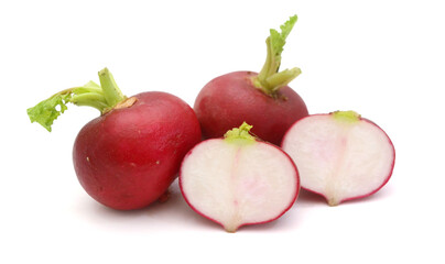 Close-up of radishes against white background