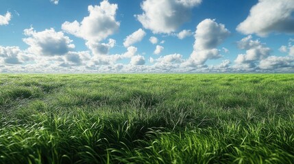 Green Field and Blue Sky With Clouds Landscape Photography At Daytime