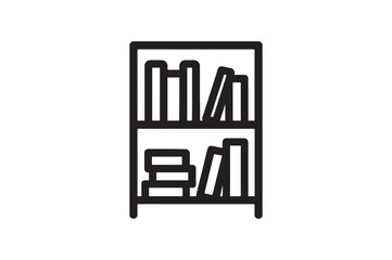 Bookshelf Icon silhouette vector with white background