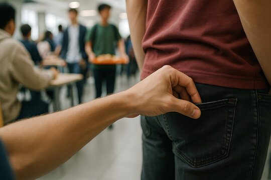 An attempted pickpocketing of a wallet from a pants pocket in a public place