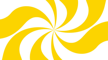 Abstract design with central spiral swirl with thick, curving yellow and white bands radiating outward. Hypnotic, dynamic motion, forming a sunburst-like effect. Energy, movement, and visual rhythm.