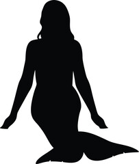 Mermaid silhouette, elegant profile, vector illustration