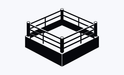 Boxing ring silhouette, sports arena icon, fighting ring vector © Silhouettify
