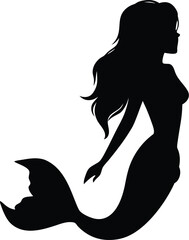 Mermaid silhouette, elegant profile, vector illustration
