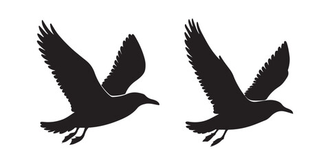Fototapeta premium Graceful Flying Seagull Silhouettes - Coastal Bird Vector Art Collection