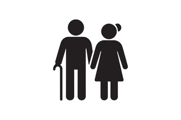 Grandparents Icon silhouette vector with white background