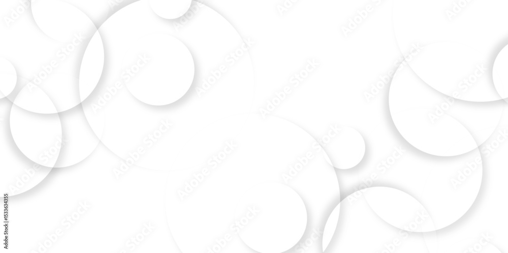 Poster Abstract background with circle white abstract geometric background with soft light white paper circles in design .Gray abstract. Modern design background for report and project presentation template.