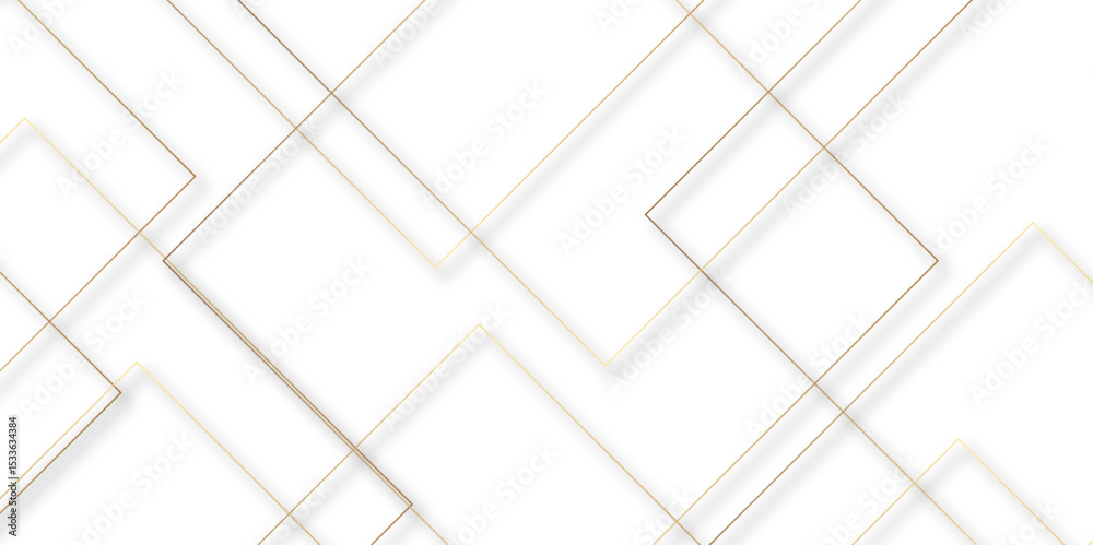 Aufkleber Modern minimal and clean white gold background with shadows. abstract futuristic architecture concept with digital geometric connection gold line vector illustration for presentation background.	