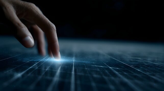 A virtual touch interface displaying a real time solar grid and energy savings - Powered by Adobe