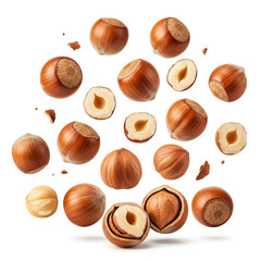hazelnuts isolated on white background