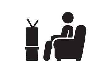 TV and Couch Icon silhouette vector with white background