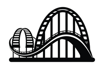 Rollercoaster silhouette vector, amusement ride icon, theme park track, thrill ride graphic