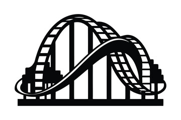 Rollercoaster silhouette vector, amusement ride icon, theme park track, thrill ride graphic