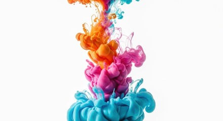 Colorful Ink Cloud on White Background
