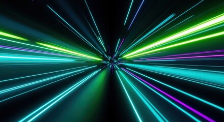 Abstract Glowing Light Streaks on Dark Background