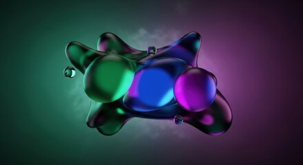 Abstract Shape with Spheres on Dark Background