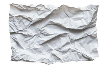 Crumpled sheet of paper texture isolated on a clean background showcasing intricate folds and creases