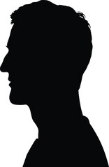 male profile, head silhouettes, white background
