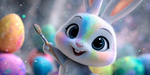 Easter Bunny Colorful Eggs  Festive Fun