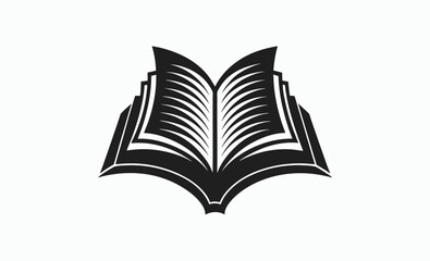 Open book silhouette, reading icon vector, education symbol graphic