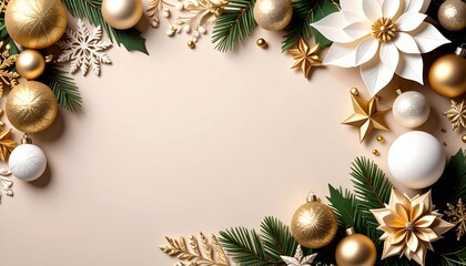 Elegant holiday decorations with gold and white ornaments festive atmosphere christmas celebration close-up view