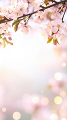 Spring blossoms in a tranquil garden nature photography soft pastel background serene atmosphere