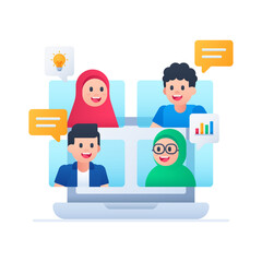 Flat Gradient Virtual Collaboration Concept Illustration