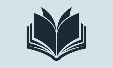 Open book silhouette, reading icon vector, education symbol graphic