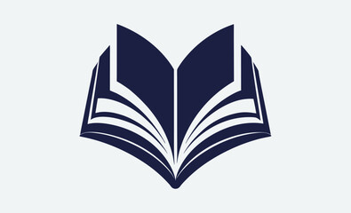 Open book silhouette, reading icon vector, education symbol graphic