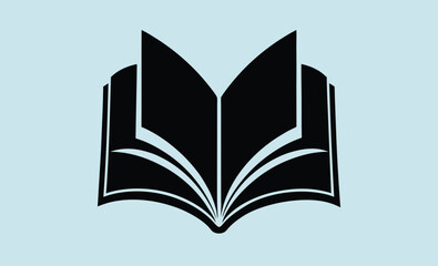 Open book silhouette, reading icon vector, education symbol graphic