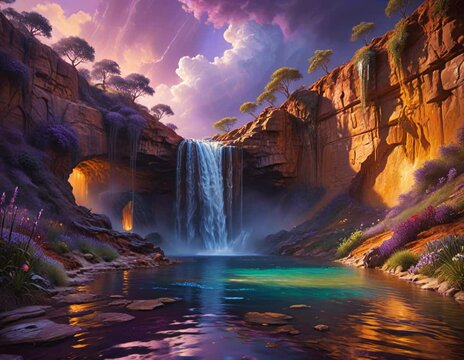 Waterfall in the night