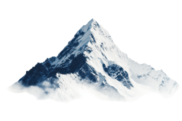 Majestic snowcovered mountain peak rising high above the clouds in a clear blue sky creating a breathtaking natural landscape