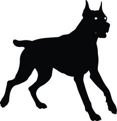dog silhouette, running posture, black vector