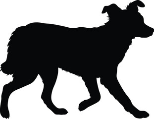 dog silhouette, running posture, black vector