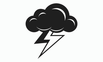 Thunderstorm cloud icon, rain with lightning vector, storm symbol graphic