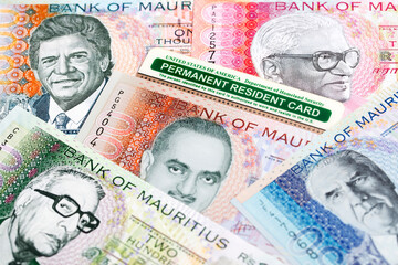 American Permanent Resident Card on Mauritian rupee