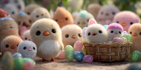 Cute Fluffy Chicks A Delightful Springtime Scene